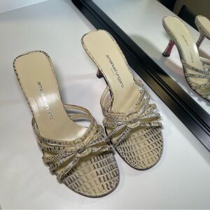 Emanuel Ungaro snake print kitten heel sandal